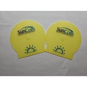Vintage SunCom AT&T Wireless Yellow Clamshell CD Cases Lot Of 2 Retro Tech Promo